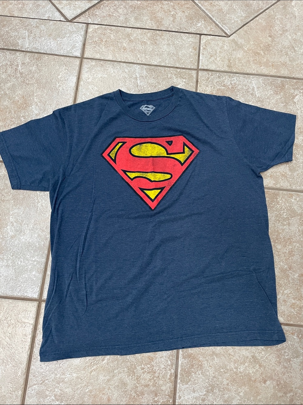 DC Comics Navy Blue Tee with Red and Yellow Superman Shield